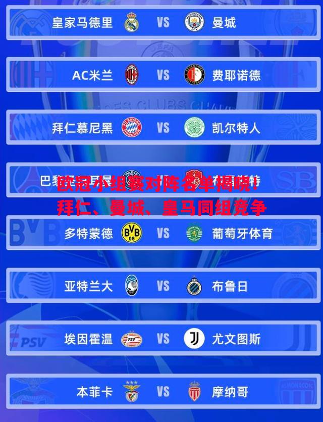 欧冠小组赛对阵名单揭晓！拜仁、曼城、皇马同组竞争